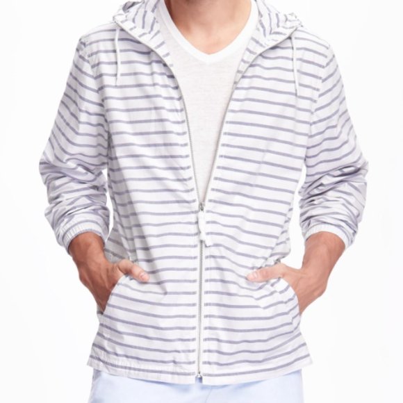 Old Navy Men's Unisex Full-Zip Lightweight Windbreaker Jacket White/Gray Sz L/G - Picture 2 of 14